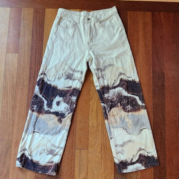 SHEIN Marble Print Wide Leg Jeans Size 6 - Picture 2 of 15